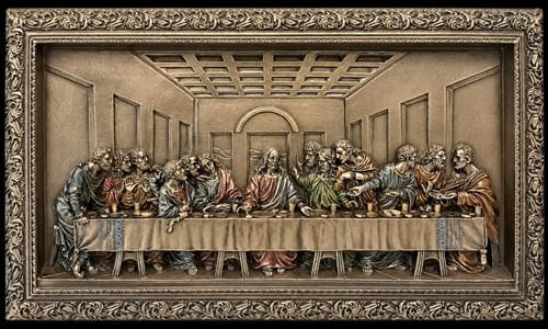 Bronzebelagt basrelief af Den sidste nadver i klassisk stil
